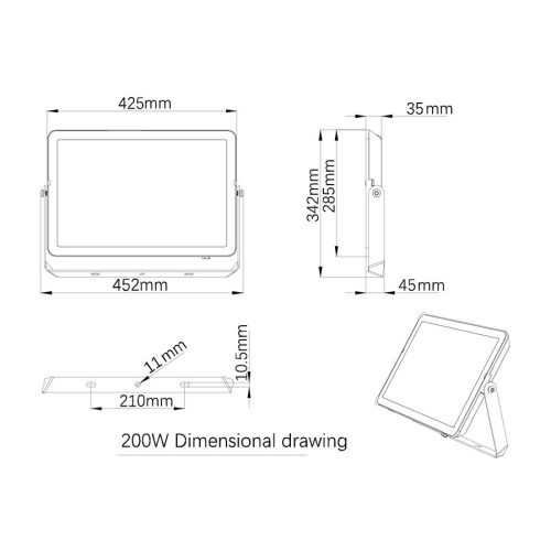LED reflektor 200W 18000lm 3000K IP65 fekete ProjectLine Floodlight PHILIPS