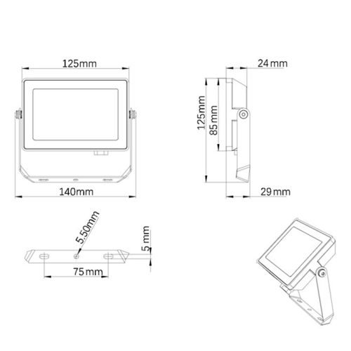 LED reflektor 20W 1800lm 3000K IP65 fekete ProjectLine Floodlight PHILIPS