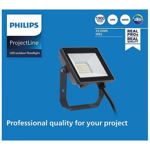 LED reflektor 20W 1900lm 4000K IP65 fekete ProjectLine Floodlight PHILIPS