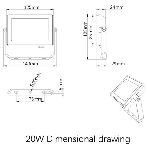 LED reflektor 20W 1900lm 4000K IP65 fekete ProjectLine Floodlight PHILIPS
