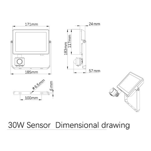 LED-es reflektor 30W 2700lm 3000K IP65 mozgás- és szürkületérzékelővel ProjectLine Floodlight PHILIPS