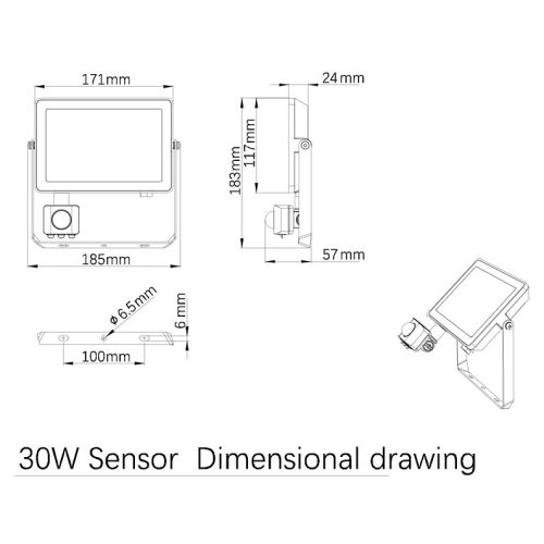 LED-es reflektor 30W 2850lm 4000K IP65 fekete mozgás- és szürkületérzékelővel ProjectLine Floodlight PHILIPS