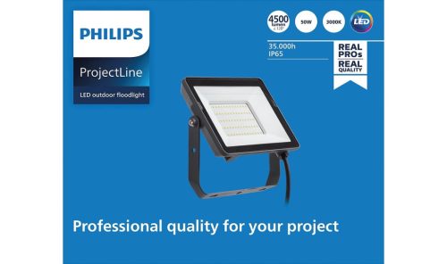 LED reflektor 50W 4500lm 3000K IP65 fekete ProjectLine Floodlight PHILIPS