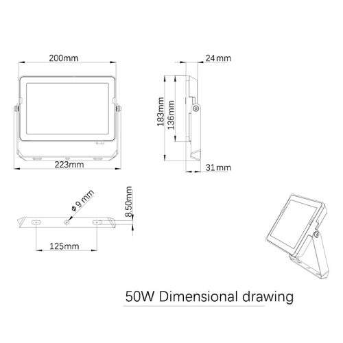 LED reflektor 50W 4750lm 4000K IP65 fekete ProjectLine Floodlight PHILIPS