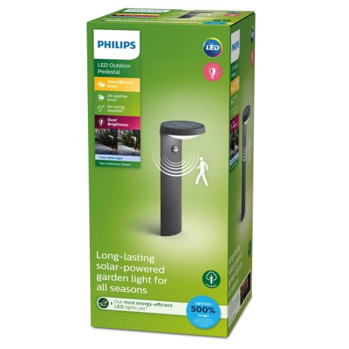 Solar LED kerti lámpa TYLA IR myGarden 1,2W 4000K IP44 mozgás- és szürkületérzékelővel, 40 cm-es PHILIPS