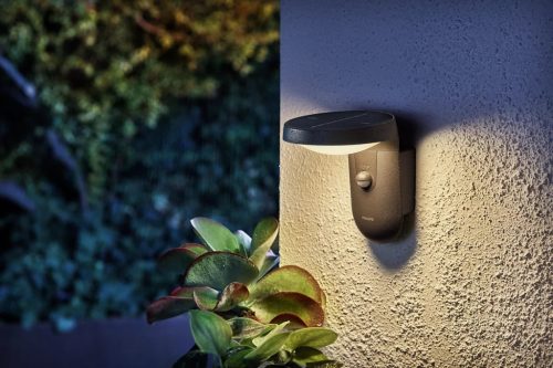 Napelemes kerti lámpa LED homlokzati fali lámpa TYLA IR 1.2W 3000K IP44 mozgás- és alkonyérzékelővel, antracit PHILIPS