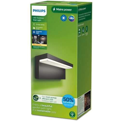 Kerti LED lámpa fali lámpa BUSTAN 3.8W 2700K meleg IP44 antracit PHILIPS