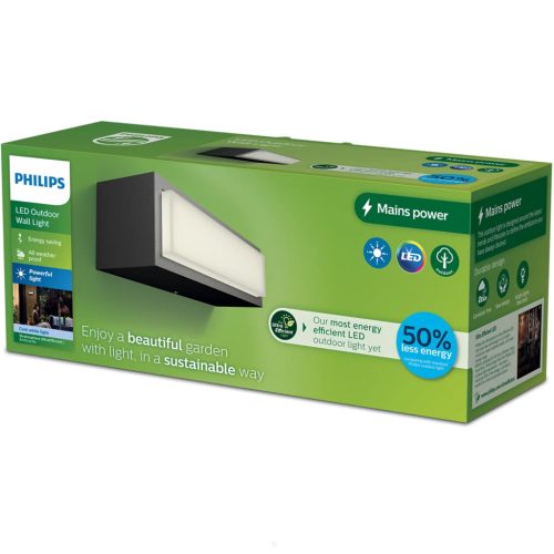 Kerti LED lámpa homlokzati fali lámpa STRATOSPHERE 3.8W 4000K semleges IP44 antracit PHILIPS