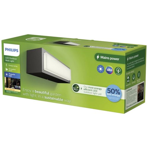 Kerti LED lámpa STRATOSPHERE 3.8W 2700K homlokzati fali lámpa Meleg IP44 Antracit PHILIPS