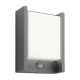 Kerti LED lámpa ARBOR homlokzati fali lámpa 3,8W mozgásérzékelős 2700K meleg IP44 antracit PHILIPS