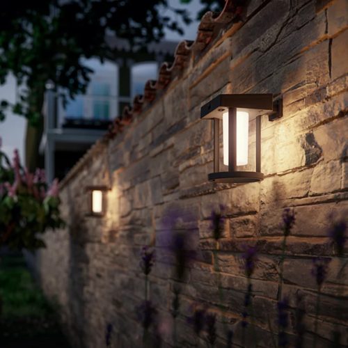 Kerti LED lámpa Napelemes homlokzati fali lámpa CAMILL 1.4W IP44 3000K Twilight mozgásérzékelő PHILIPS