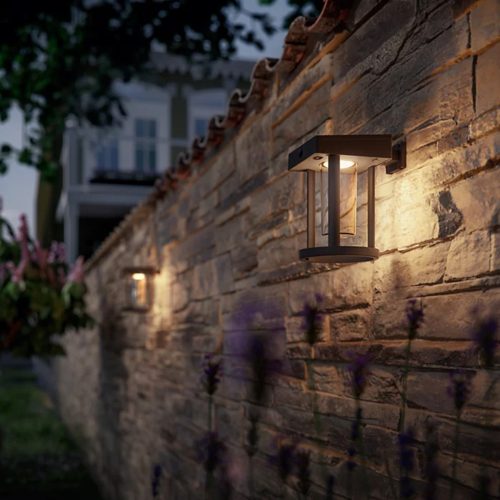 Kerti LED lámpa Napelemes homlokzati fali lámpa CAMILL 1.4W 3000K IP44 Twilight mozgásérzékelő PHILIPS