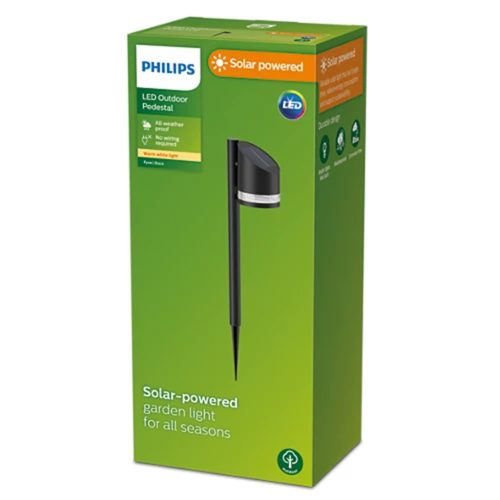 Kerti LED lámpa, polár, út, napelem, FYVE, 1.5W, 2700K, IP44, szürkületérzékelő, PHILIPS