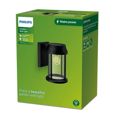 LED kerti lámpa Homlokzati fali lámpa BELLINI E27 IP44 Down Light Fekete PHILIPS
