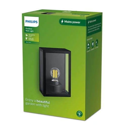 Kerti LED lámpa Fali homlokzat ALZOR E27 IP44 Lámpás Fekete PHILIPS