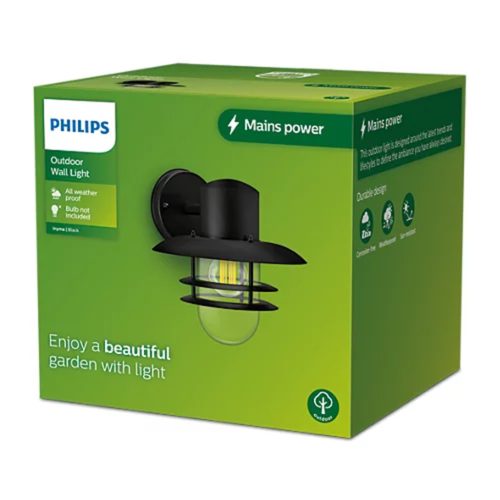 Kerti LED lámpa Homlokzati Fali lámpa INYMA E27 IP44 Lámpás Fekete PHILIPS