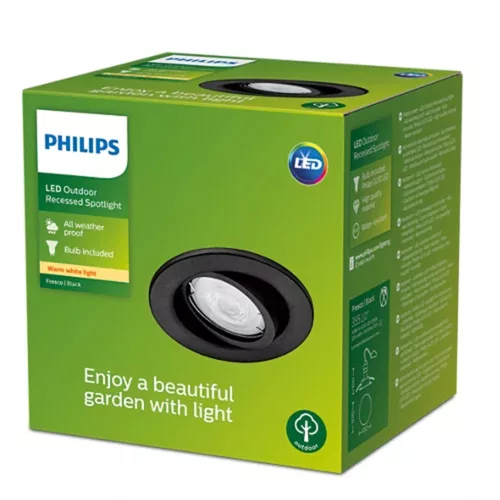 LED süllyesztett világítótest FRESCO GU10 kerek mozgatható fekete PHILIPS