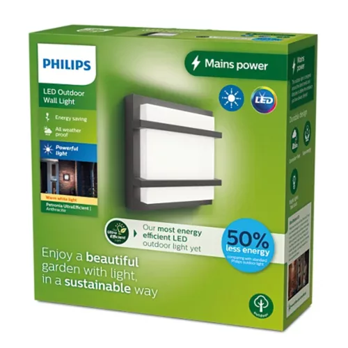 Kerti LED lámpa Fali lámpa Homlokzat PETRONIA 3.8W 2700K IP44 Antracit PHILIPS