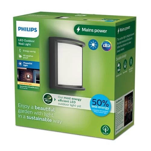 Kerti LED lámpa homlokzati fali lámpa SAMONDRA 3.8W 2700K IP44 antracit PHILIPS