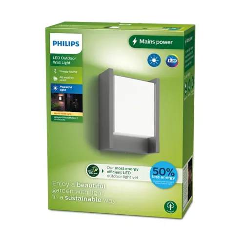 Kerti LED lámpa ARBOR homlokzati fali lámpa 3.8W 2700K Meleg IP44 Antracit PHILIPS