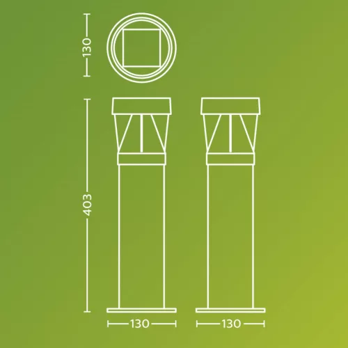 Napelemes kerti lámpa kültéri POST 40.3cm LED 1.8W 200lm 2700K szürkület érzékelővel Avery Philips
