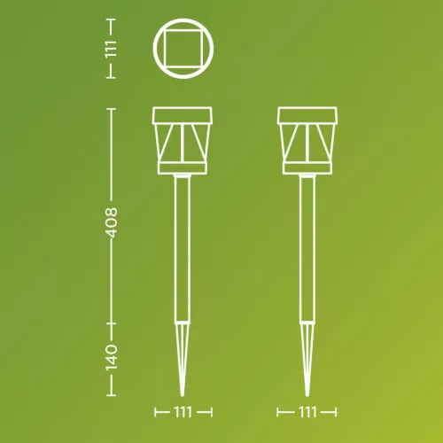 Napelemes kerti lámpa kültéri POST 54.8cm LED 1.8W 200lm 2700K szürkület érzékelővel Avery Philips