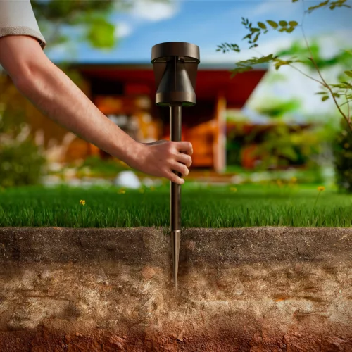 Napelemes kerti lámpa kültéri POST 54.8cm LED 1.8W 200lm 2700K szürkület érzékelővel Avery Philips