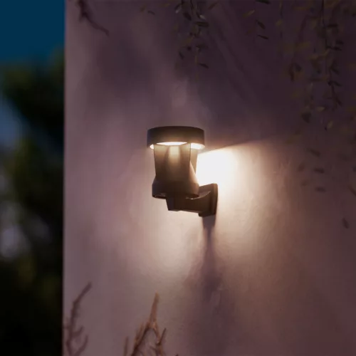 Kerti fali lámpa napelemes homlokzati kültéri LED 1.8W 200lm 2700K szürkület érzékelővel fekete Avery Philips