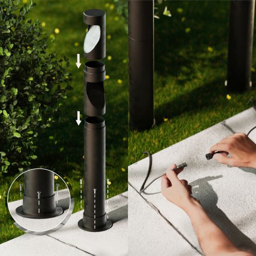 3x kültéri kerti lámpa készlet POST 70cm LED 1,5W 180lm 2700K + Desi 24V tápegység Philips