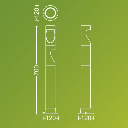 3x kültéri kerti lámpa készlet POST 70cm LED 1,5W 180lm 2700K + Desi 24V tápegység Philips