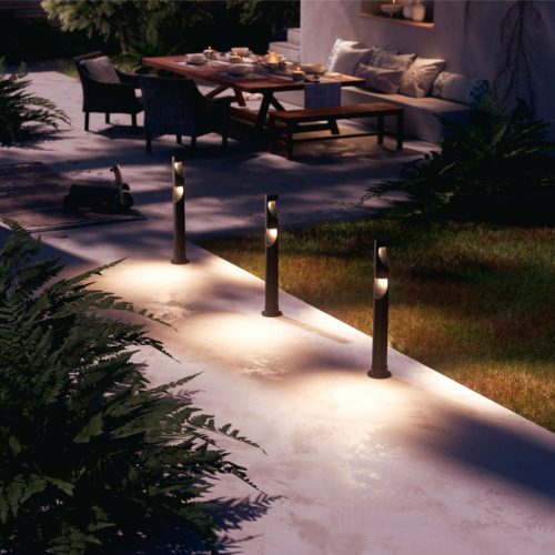 3x kültéri kerti lámpa készlet POST 70cm LED 1,5W 180lm 2700K + Desi 24V tápegység Philips