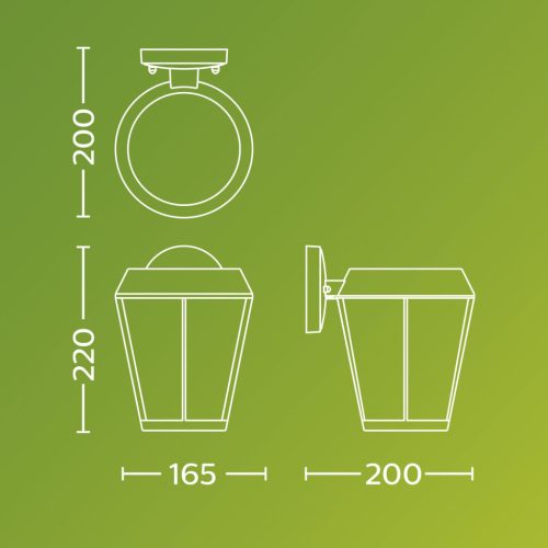 Kerti fali lámpa homlokzati kültéri lámpás E27 IP44 fekete Sunera Philips