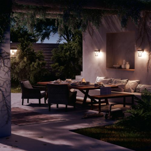 Kerti fali lámpa homlokzati kültéri lámpás E27 IP44 fekete Sunera Philips