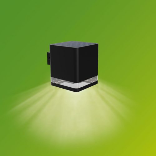 Kerti fali lámpa Solar Homlokzati Kültéri LED 1,8W 200lm 2700K Alkonyat érzékelővel Fekete Virona Philips