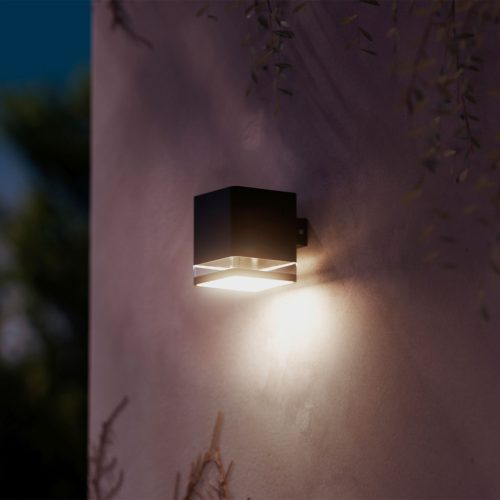 Kerti fali lámpa Solar Homlokzati Kültéri LED 1,8W 200lm 2700K Alkonyat érzékelővel Fekete Virona Philips