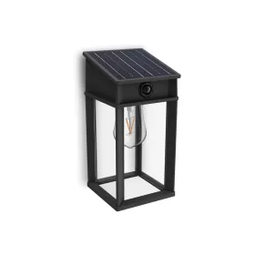   Kerti fali lámpa, napelemes homlokzat, kültéri LED, 3,2 W, 470 lm, 2700 K, IP44, mozgás- és alkonyérzékelővel, Geri, ultrahatékony, fekete, Philips