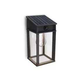   Kerti fali lámpa, napelemes homlokzati kültéri LED, 3,2 W, 470 lm, 4000 K, IP44, mozgás- és alkonyérzékelővel, Geri, ultrahatékony, fekete, Philips