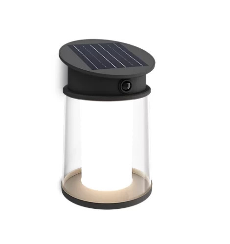 Kerti fali lámpa, napelemes homlokzati kültéri LED, 3,2 W, 470 lm, 4000 K, IP44, mozgás- és alkonyérzékelővel, fekete, Juda Ultra Efficient, Philips