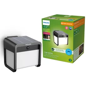   Kerti fali lámpa napelemes homlokzati kültéri LED 1,8W 250lm 3000K IP44 mozgás- és szürkületérzékelővel Fekete Ezra Ultra hatékony Philips