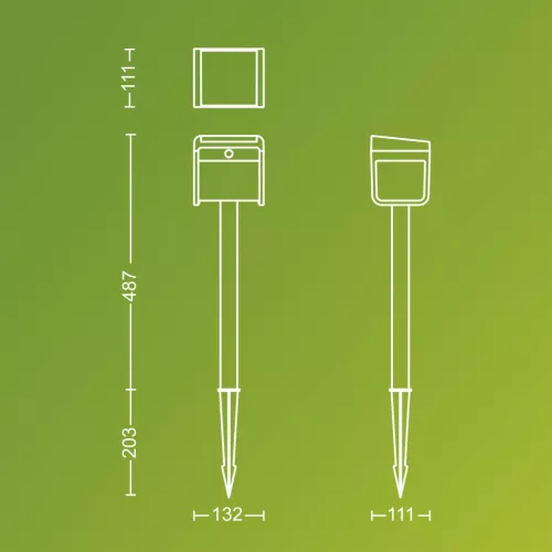 Napelemes kerti lámpa kültéri POST 69cm LED 1,8W 250lm 3000K IP44 mozgás- és szürkületérzékelővel Ezra Ultra Hatékony Philips