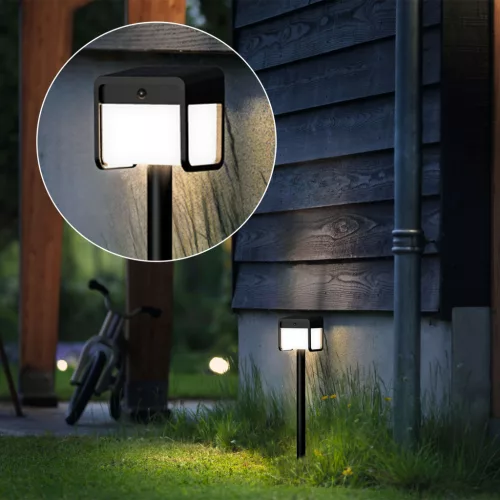 Napelemes kerti lámpa kültéri POST 69cm LED 1,8W 250lm 3000K IP44 mozgás- és szürkületérzékelővel Ezra Ultra Hatékony Philips