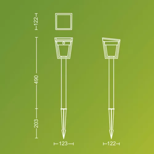 Napelemes kerti lámpa kültéri POST 69cm LED 1,8W 250lm 3000K IP44 mozgás- és szürkületérzékelővel Nissa Ultra Hatékony Philips
