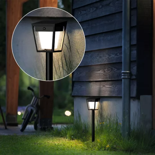 Napelemes kerti lámpa kültéri POST 69cm LED 1,8W 250lm 3000K IP44 mozgás- és szürkületérzékelővel Nissa Ultra Hatékony Philips