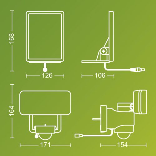 Napelemes LED-es reflektor 6W 1000lm 3000K IP44 mozgás- és szürkületérzékelővel, fehér Tylus Ultra hatékony Philips