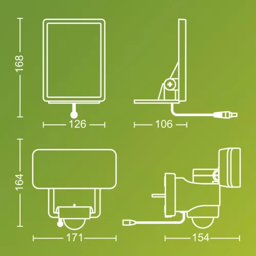 Napelemes LED-es reflektor 6W 1000lm 5000K IP44 mozgás- és szürkületérzékelővel, fehér Tylus Ultra hatékony Philips