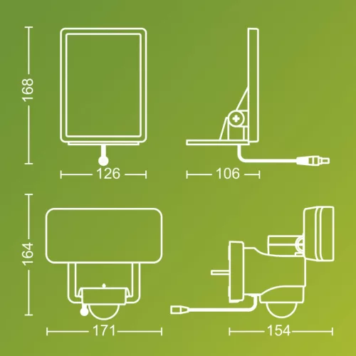 Solar LED reflektor 6W 1000lm 3000K IP44 mozgás- és szürkületérzékelővel Fekete Tylus Ultra Hatékony Philips