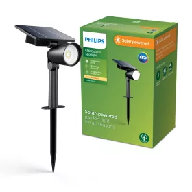   Napelemes kerti lámpa LED-es spotlámpa 1,4W 150lm 2700K IP44 alkonyérzékelővel Fekete Ashlyn Philips