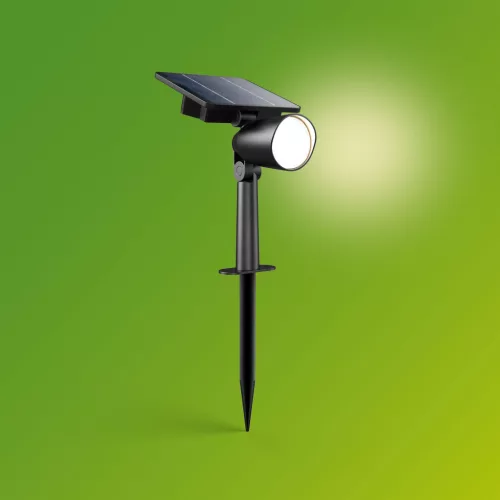 Napelemes kerti lámpa LED-es spotlámpa 1,4W 150lm 2700K IP44 alkonyérzékelővel Fekete Ashlyn Philips
