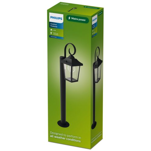 Philips Buzzard LED kültéri kerti lámpa, E27, oszlop alakú, 75 cm-es, IP44, fekete