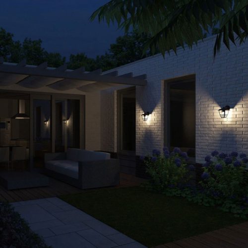 Kerti LED lámpa Fali lámpa Homlokzat CREEK myGarden E27 IP44 Down Light Fekete PHILIPS